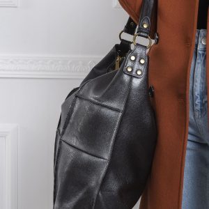 Black and silver patchwork bag