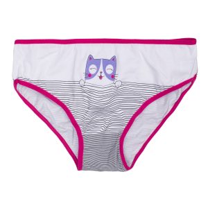 White and Dark Pink Printed Girls Panties