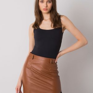 Brown Bennington Leatherette Pencil Skirt