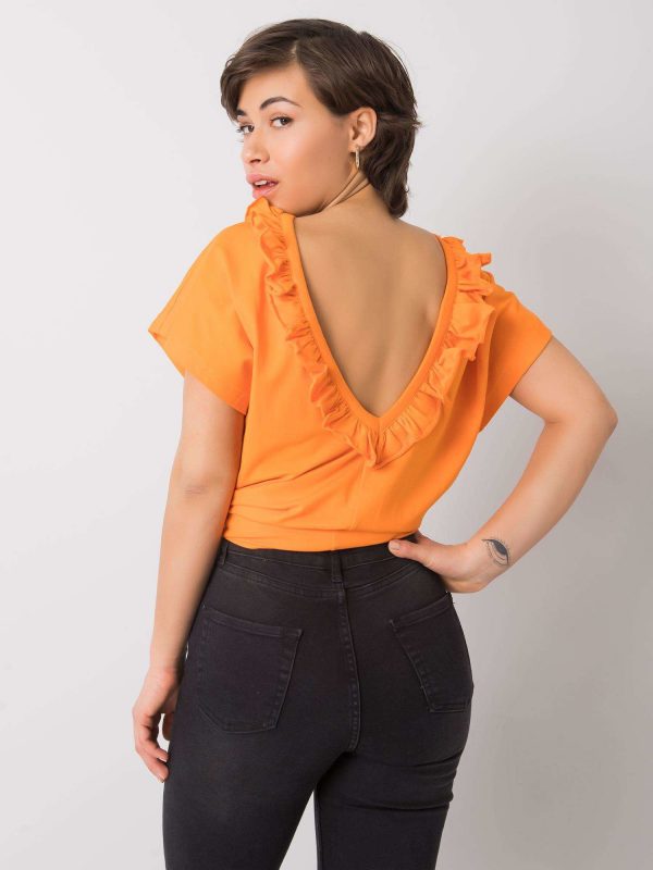 Orange blouse with flounces by Leanne