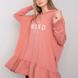 Dirty pink oversize tunic with hood Vanessa