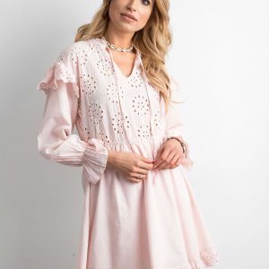 Pink boho dress with flounces