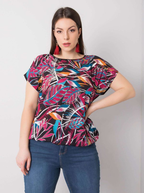 Black and fuchsia blouse plus size Sandra