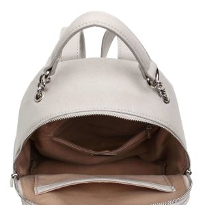 Beige women's backpack with stitching