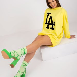 Yellow Cotton Hooded Sweatshirt