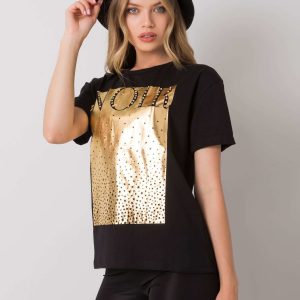 Black T-shirt with print by Gabee