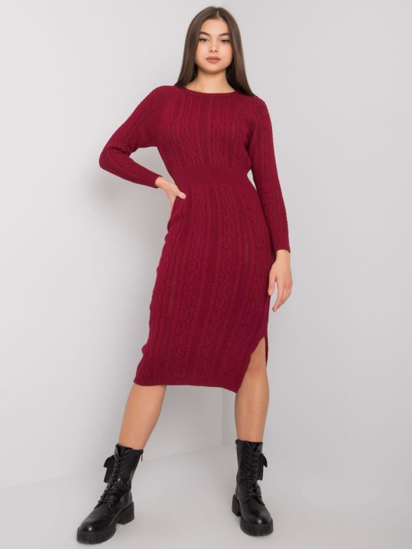 Burgundy knitted dress Ellada RUE PARIS