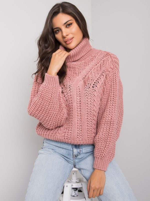 Mansfield RUE PARIS Women's Dirty Pink Turtleneck Sweater