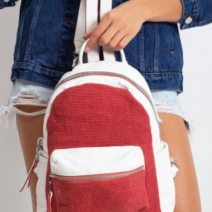 White and red backpack