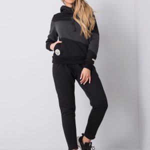 Black tracksuit with floral hooded belts