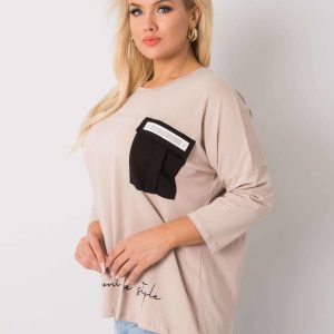 Beige Cotton Plus Size Blouse with Molly Inscription