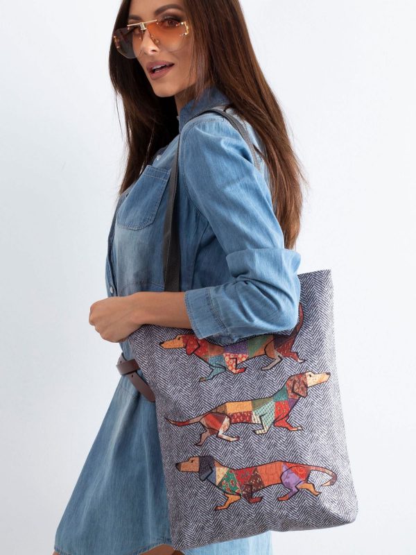 Grey Dog Printed Bag