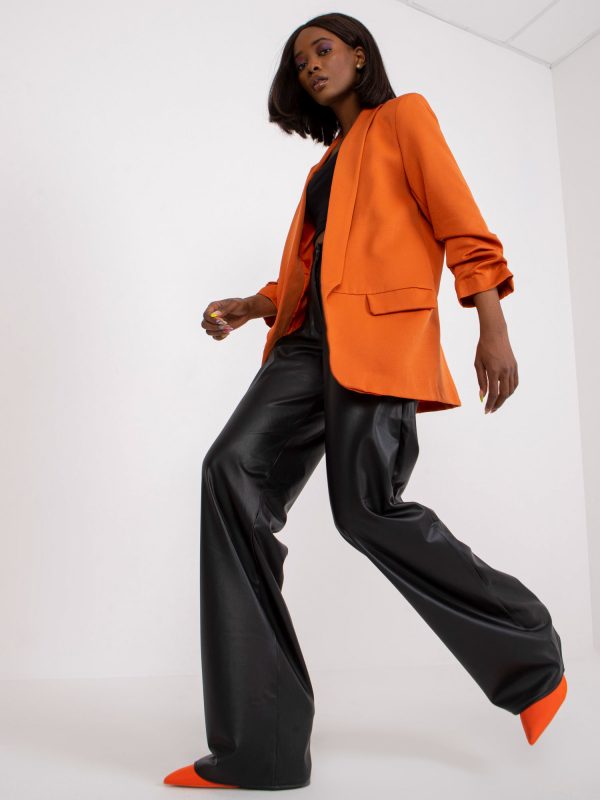 Dark Orange Women's Blazer with Ruffled Sleeves Adela