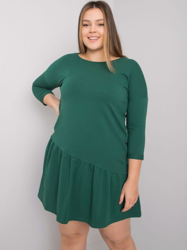 Dark Green Plus Size Ruffle Dress Linda