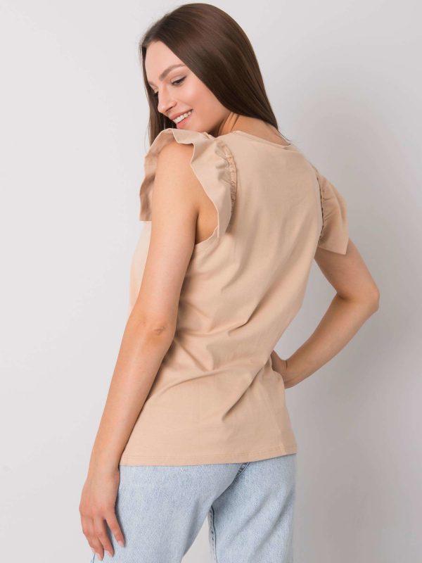 Beige blouse with Beverly print