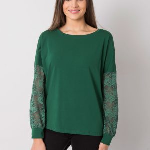 Dark green blouse with lace Shantelle RUE PARIS