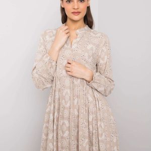 Beige dress with prints Lynn RUE PARIS