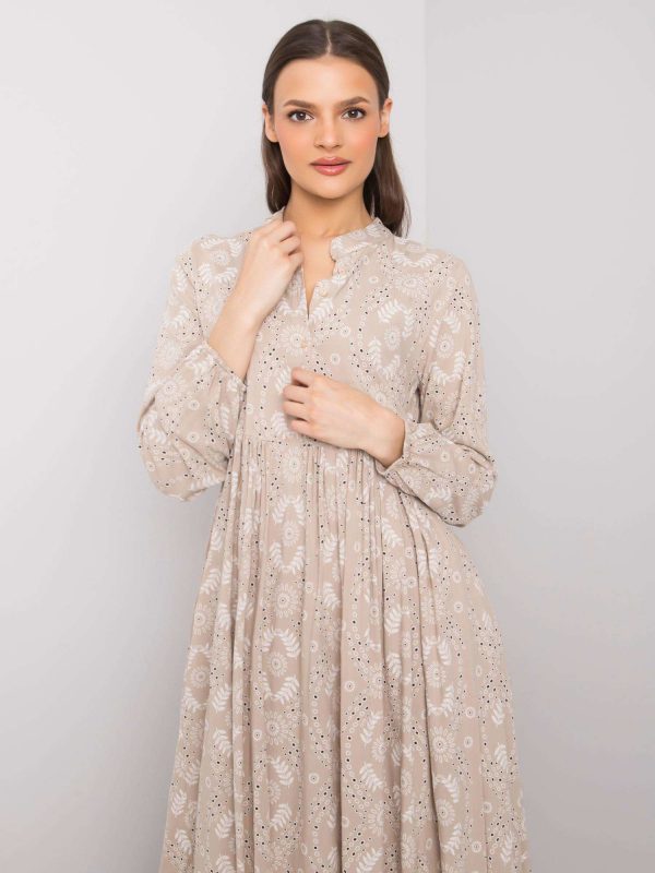 Beige dress with prints Lynn RUE PARIS