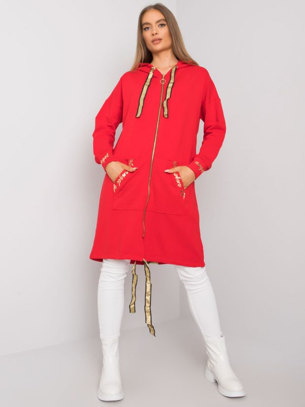 Red long zipper sweatshirt Ermelinde