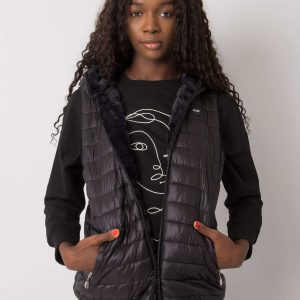 Javina Black Reversible Hooded Vest