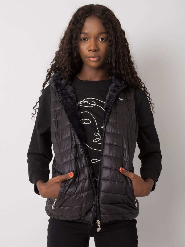 Javina Black Reversible Hooded Vest