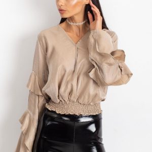 RUE PARIS Beige Glam Blouse