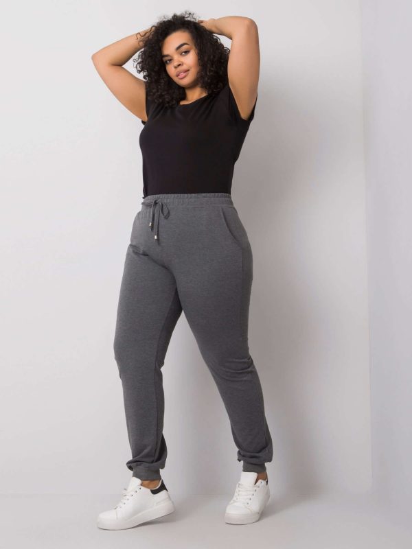 Beatriz Dark Grey Plus Size Melange Sweatpants