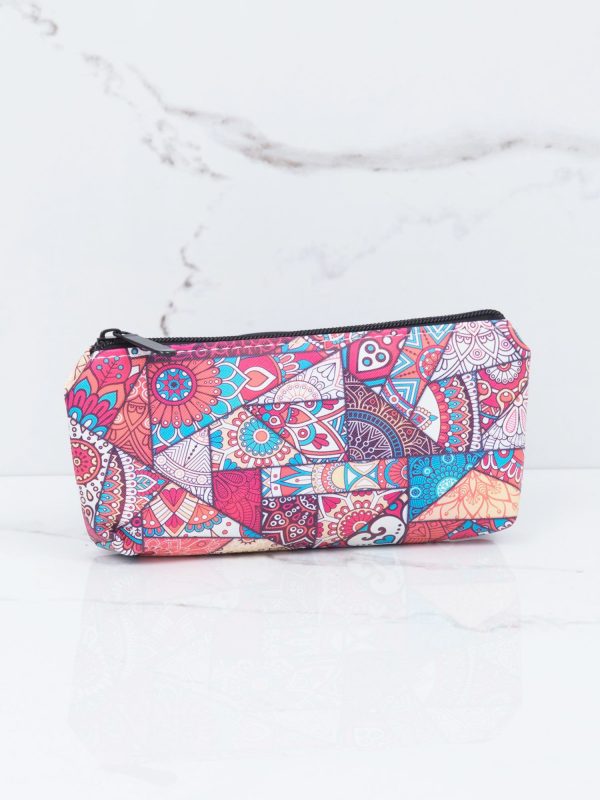 Red Patterned Cosmetic Bag