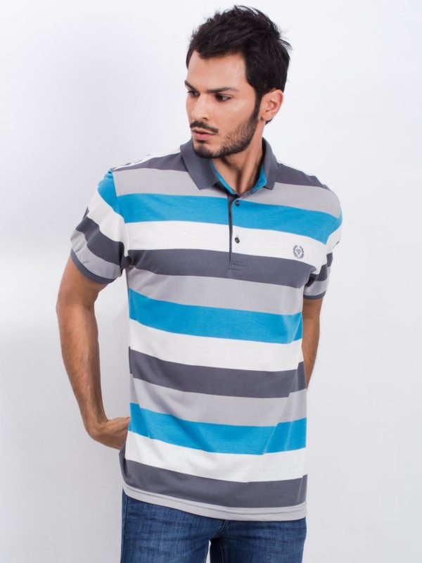 Gray-turquoise men's polo shirt Understand