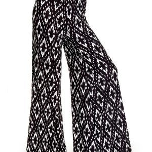 Black palazzo pants with geometric patterns