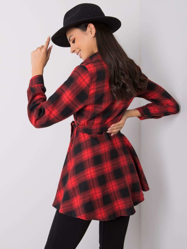 Charline red and black flannel tunic