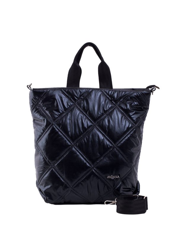 Black quilted bag with handles