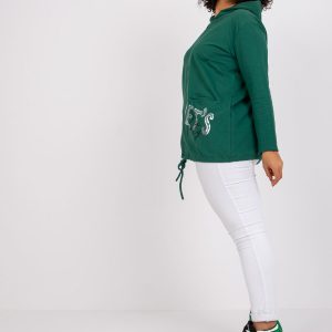 Dark Green Sweatshirt Plus Size Hooded Octavia