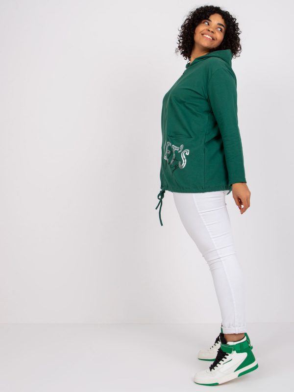 Dark Green Sweatshirt Plus Size Hooded Octavia