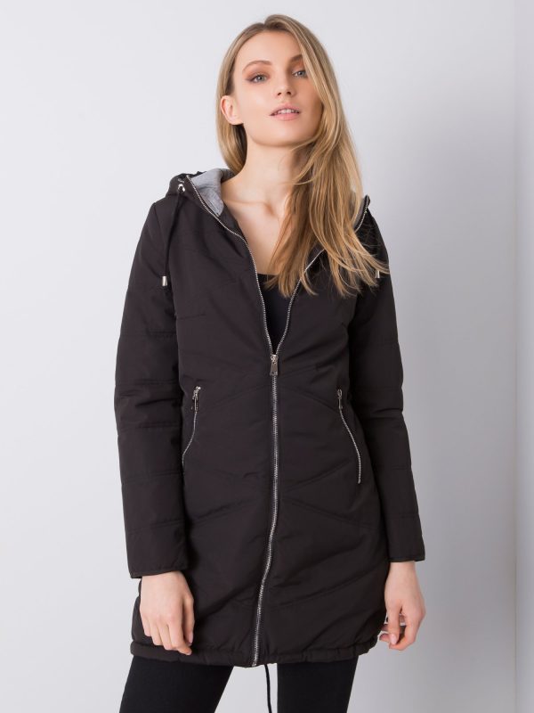 Black Hooded Long Jacket