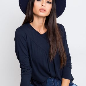 RUE PARIS Navy blue blouse Festive