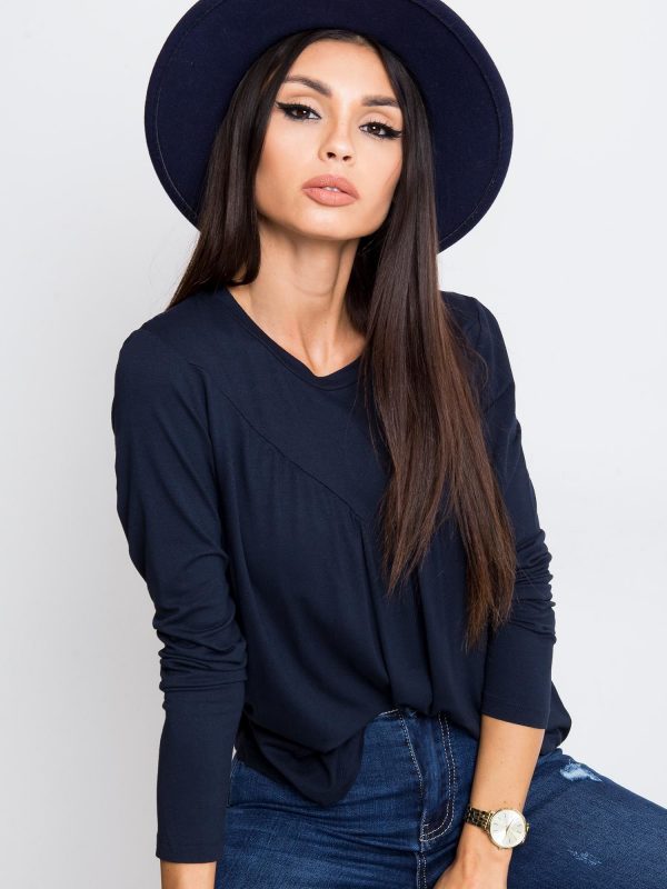 RUE PARIS Navy blue blouse Festive