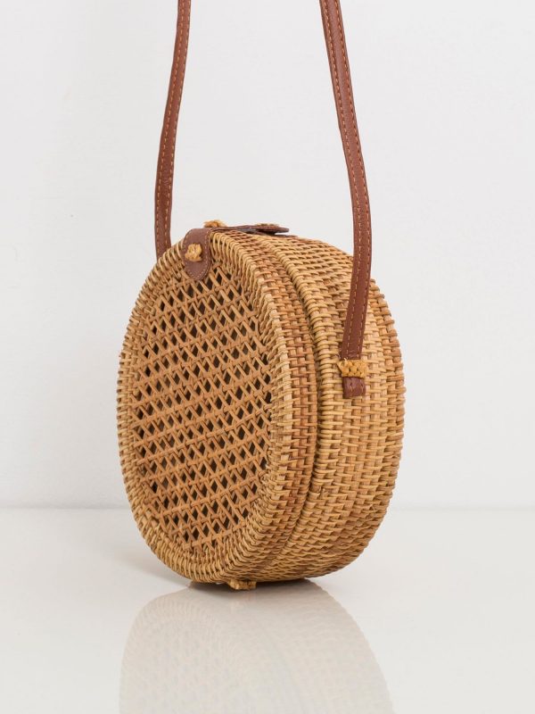 Beige Round Braided Handbag