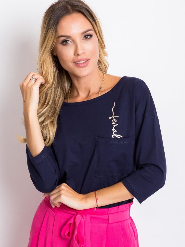 Navy Blue Blouse Female