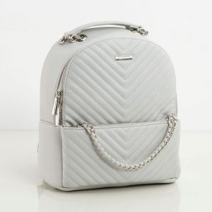 Light grey women's backpack with stitching