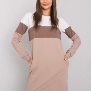 White and brown dress Feliciana RUE PARIS