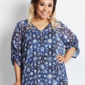 Navy blue plus size blouse Accepting