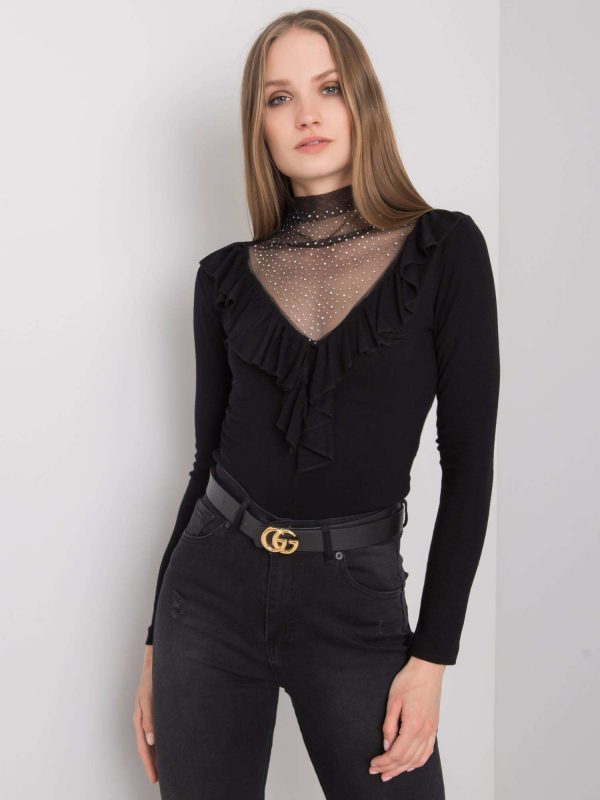 Black blouse with Lizzie applique