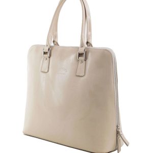 Beige elegant leather handbag