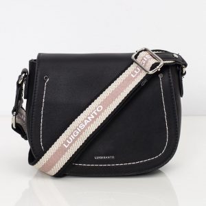 Black handbag with decorative strap