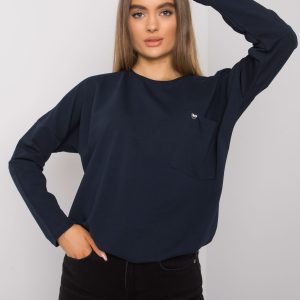 Navy blue basic blouse with Norine pocket