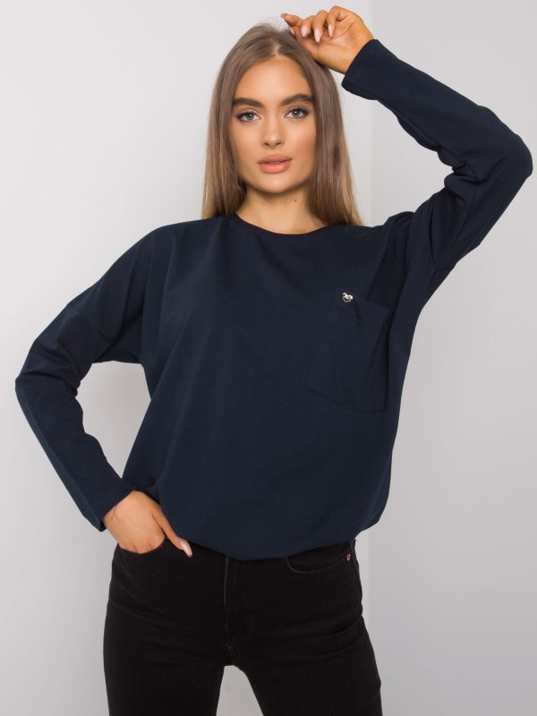 Navy blue basic blouse with Norine pocket