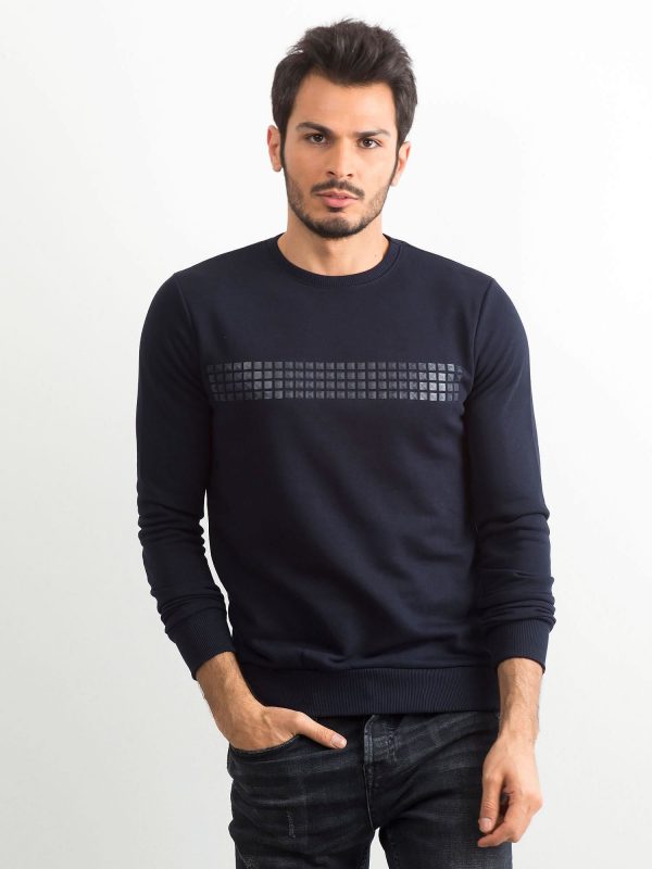 Navy blue sweatshirt for men with appliqué