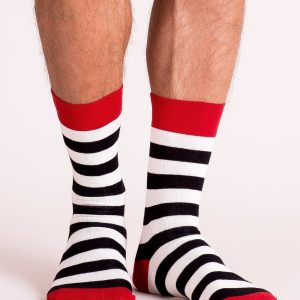 White and black striped men's socks