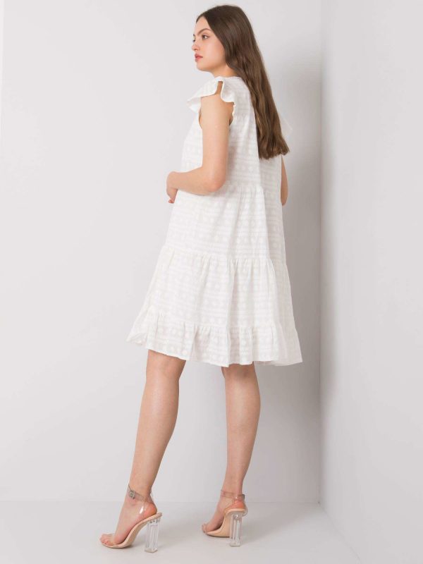 White dress with embroidery Clementine